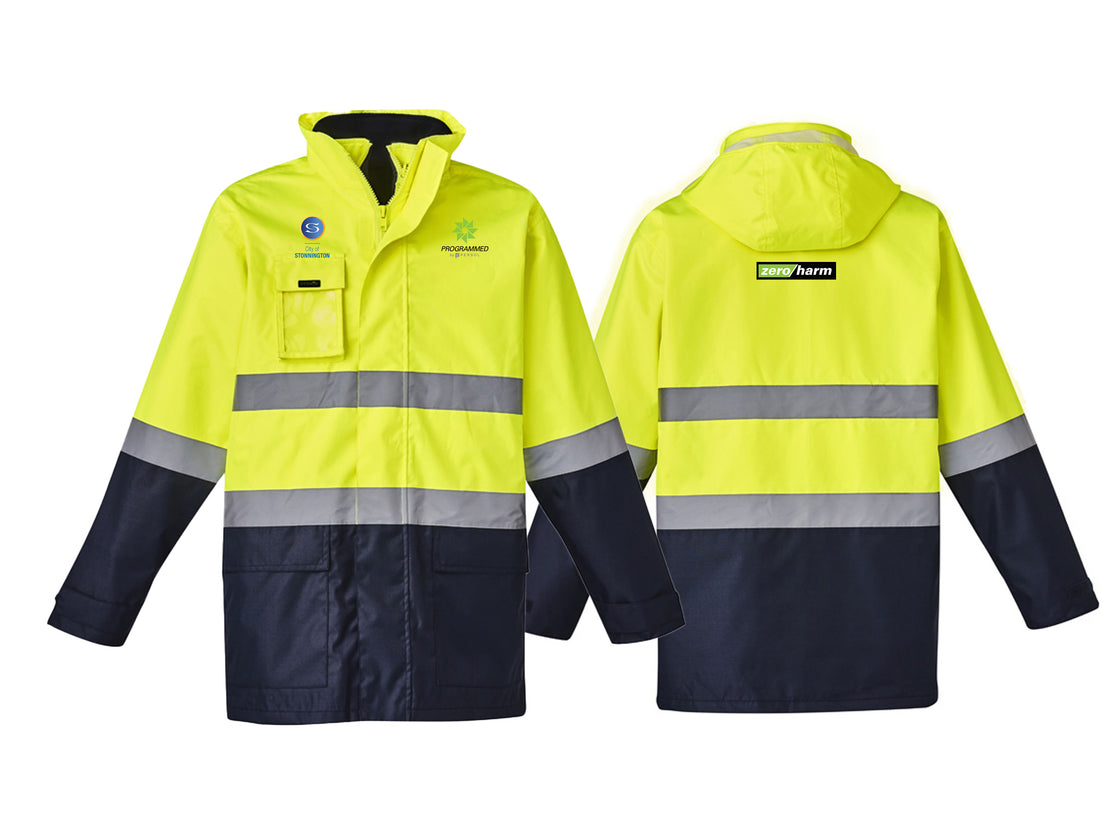 MENS HI VIC BASIC 4 IN 1 WATERPROOF JACKET - YELLOW/NAVY