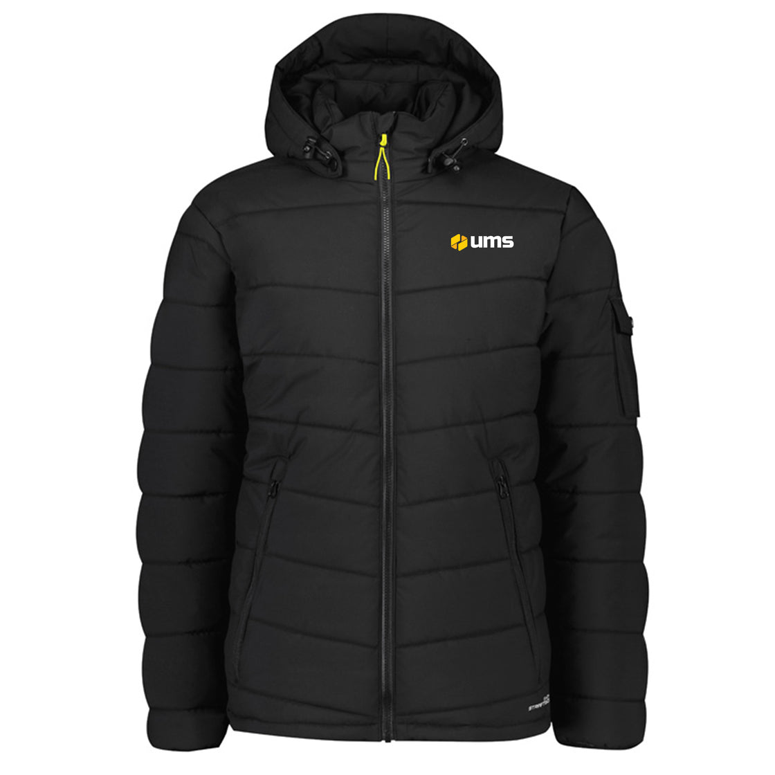 UNISEX STREETWORX HOODED PUFFER JACKET - BLACK