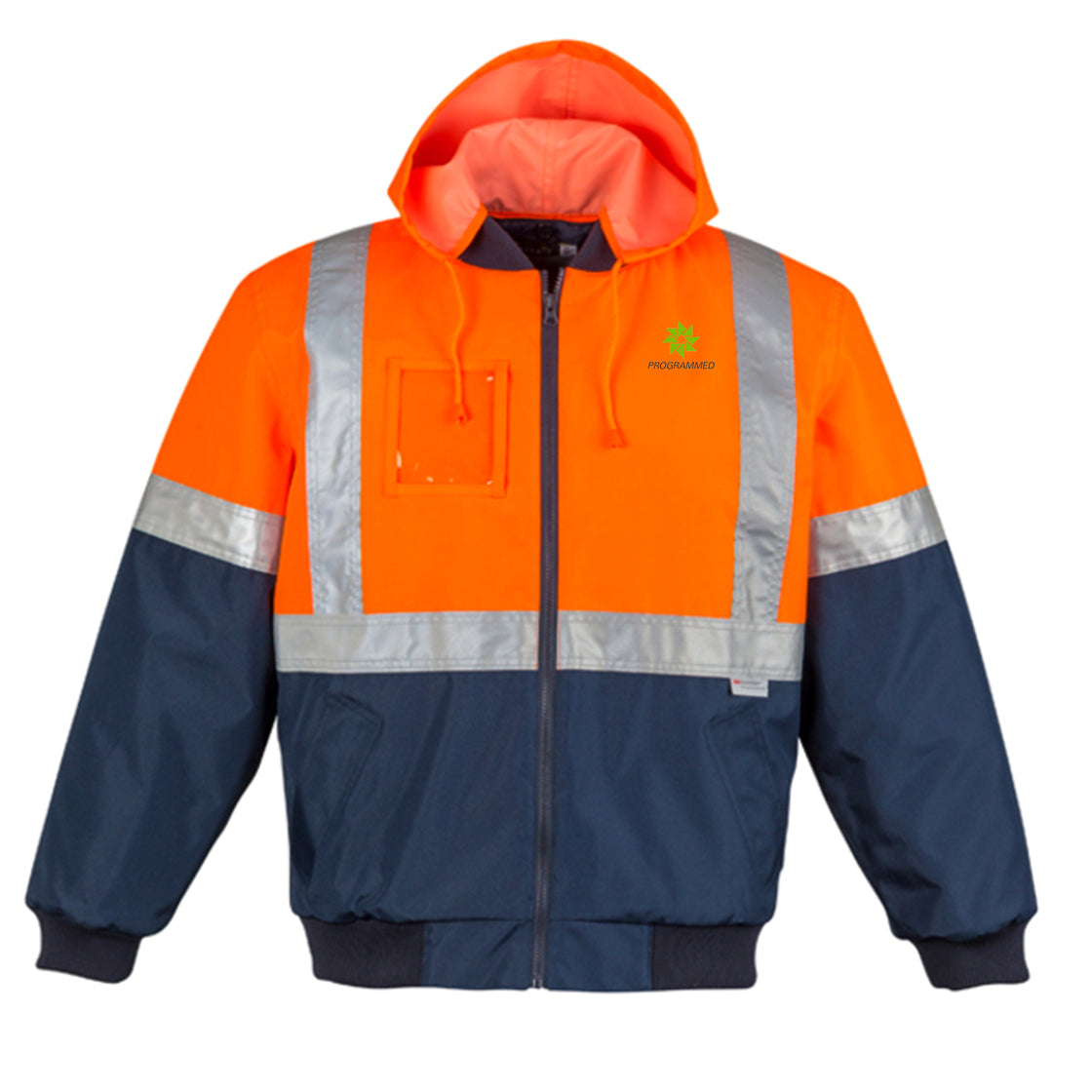 MENS HI VIS QUILTED FLYING JACKET - ORANGE/NAVY