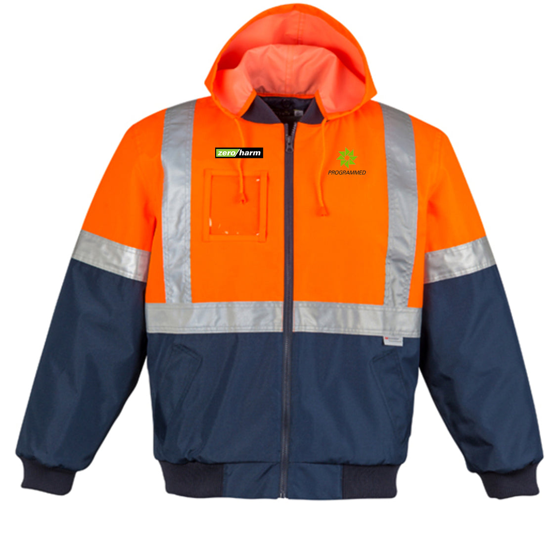 MENS HI VIS QUILTED FLYING JACKET - ORANGE/NAVY