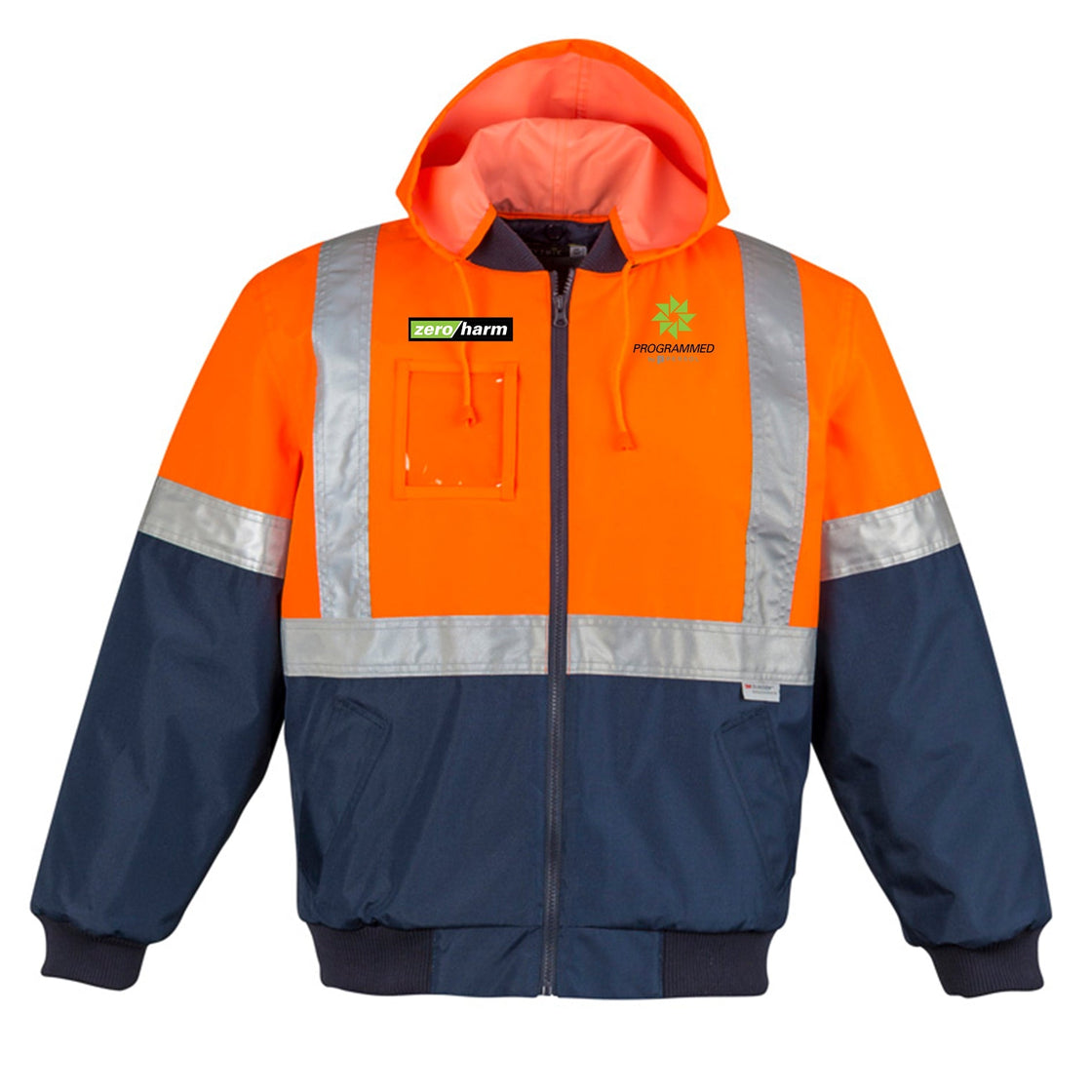 MENS HI VIS QUILTED FLYING JACKET - ORANGE/NAVY