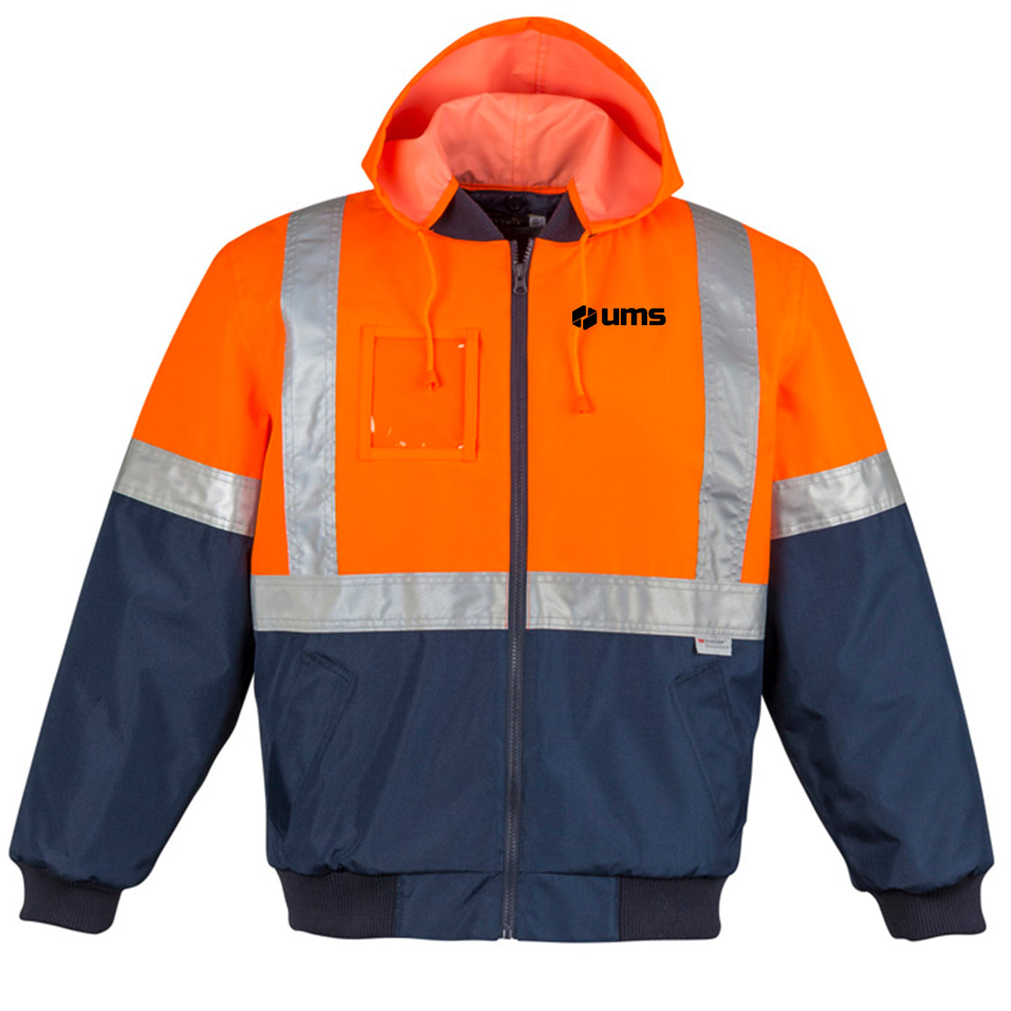 MENS HI VIS QUILTED FLYING JACKET - ORANGE/NAVY