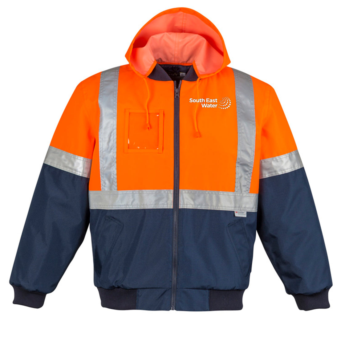 MENS HI VIS QUILTED FLYING JACKET - ORANGE/NAVY