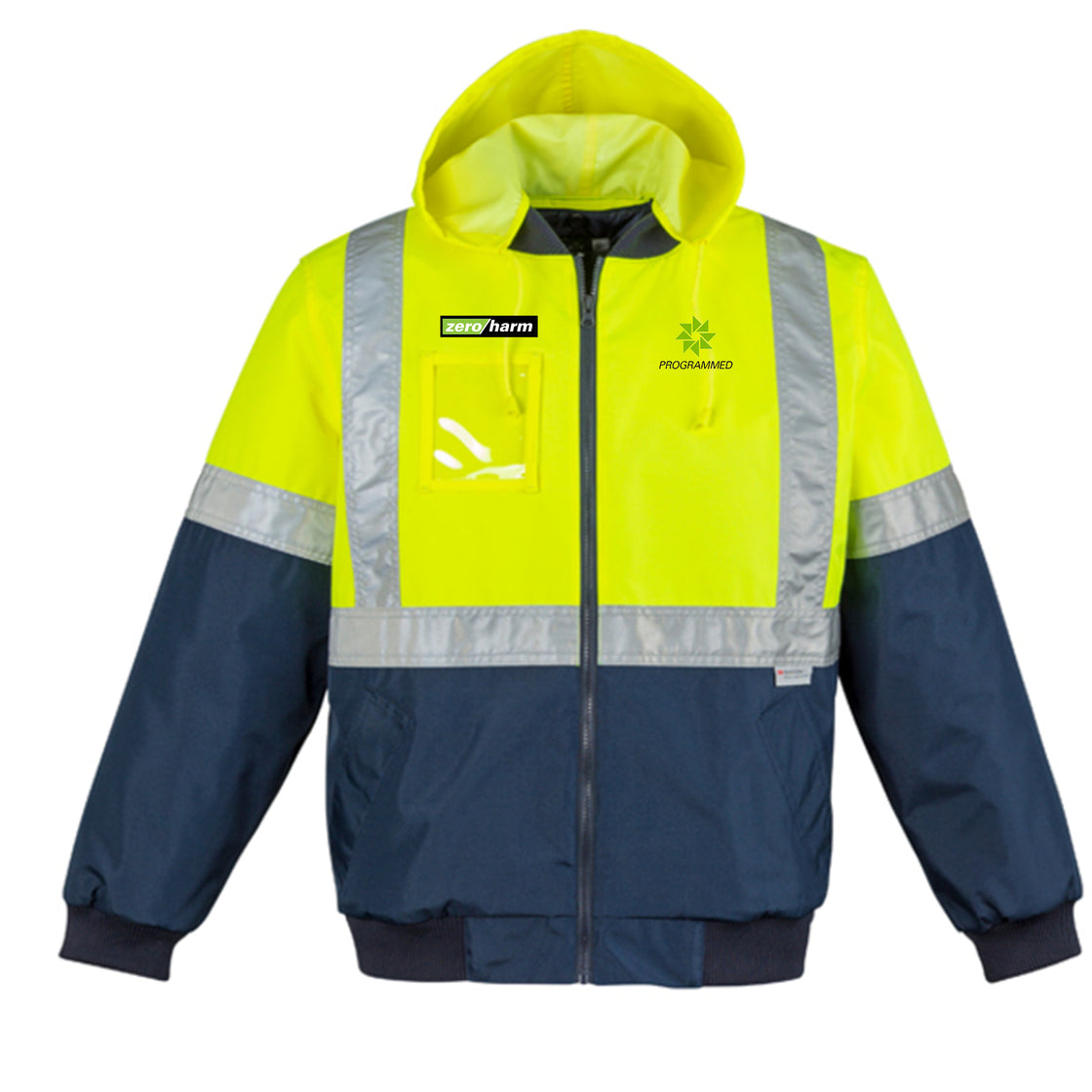 MENS HI VIS QUILTED FLYING JACKET - YELLOW/NAVY