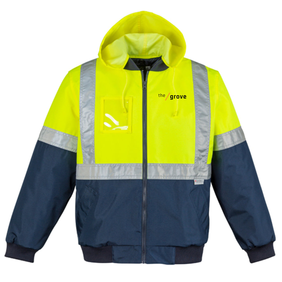 MENS HI VIS QUILTED FLYING JACKET - YELLOW/NAVY