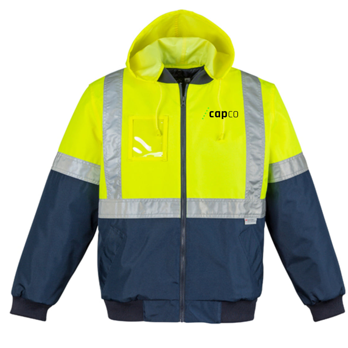 MENS HI VIS QUILTED FLYING JACKET - YELLOW/NAVY