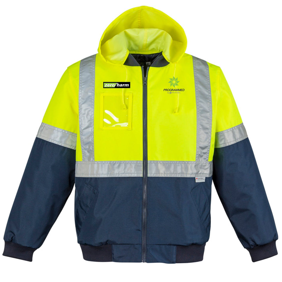 MENS HI VIS QUILTED FLYING JACKET - YELLOW/NAVY