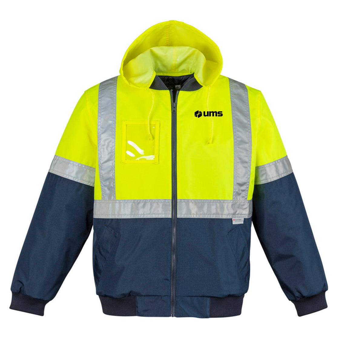 MENS HI VIS QUILTED FLYING JACKET - YELLOW/NAVY