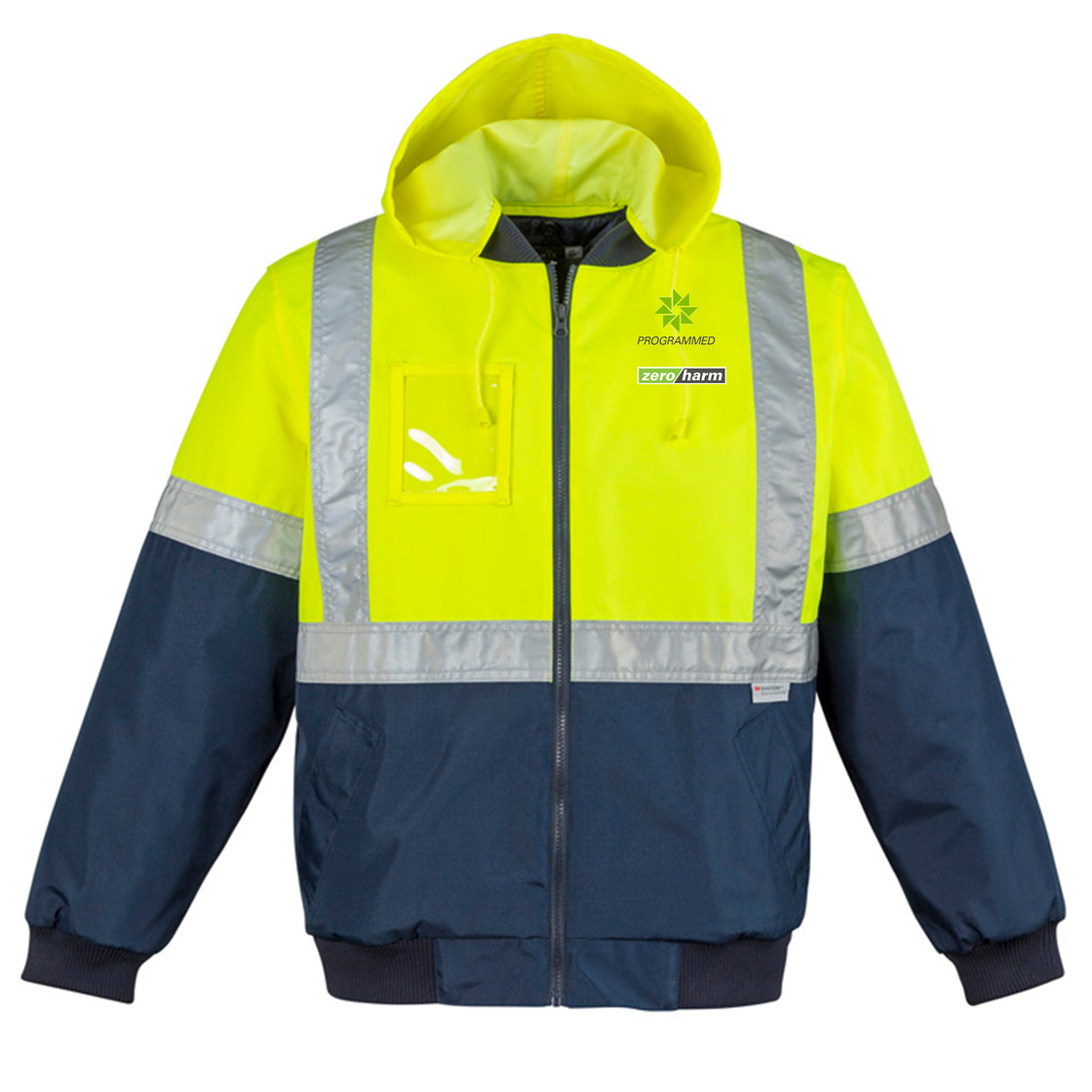 MENS HI VIS QUILTED FLYING JACKET - YELLOW/NAVY