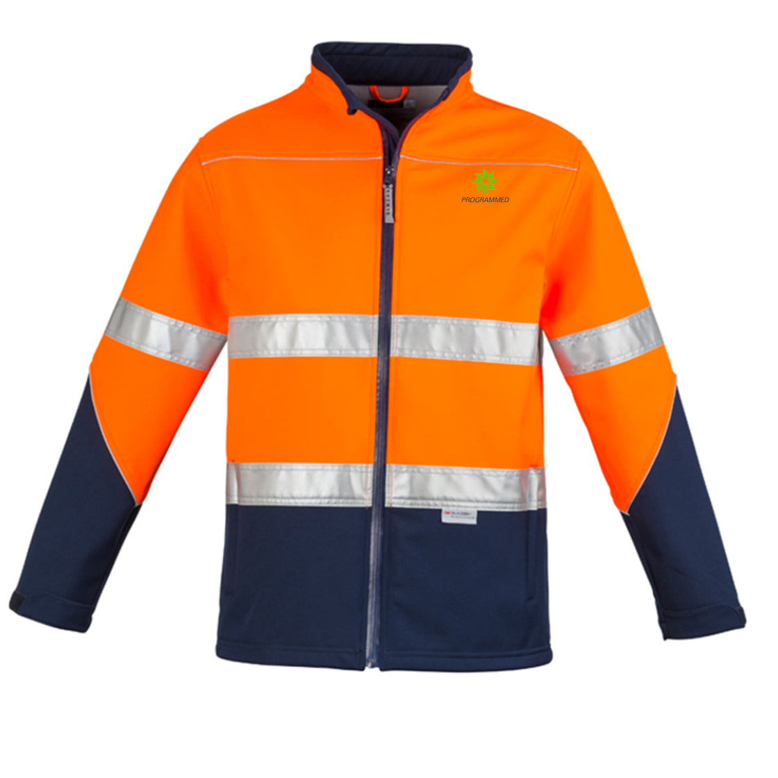 UNISEX HI VIS SOFT SHELL JACKET - ORANGE/NAVY