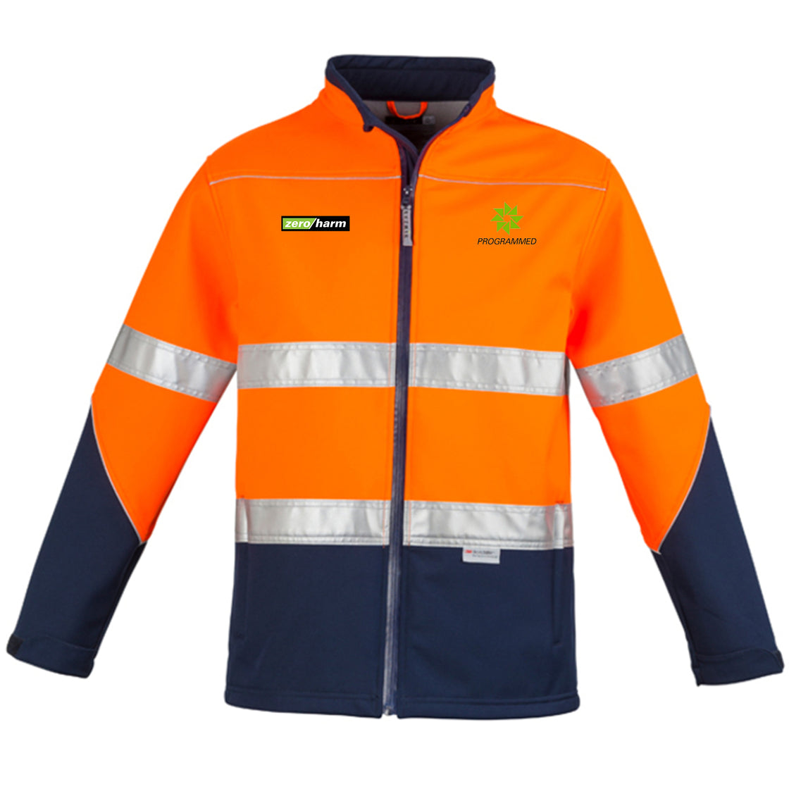 UNISEX HI VIS SOFT SHELL JACKET - ORANGE/NAVY