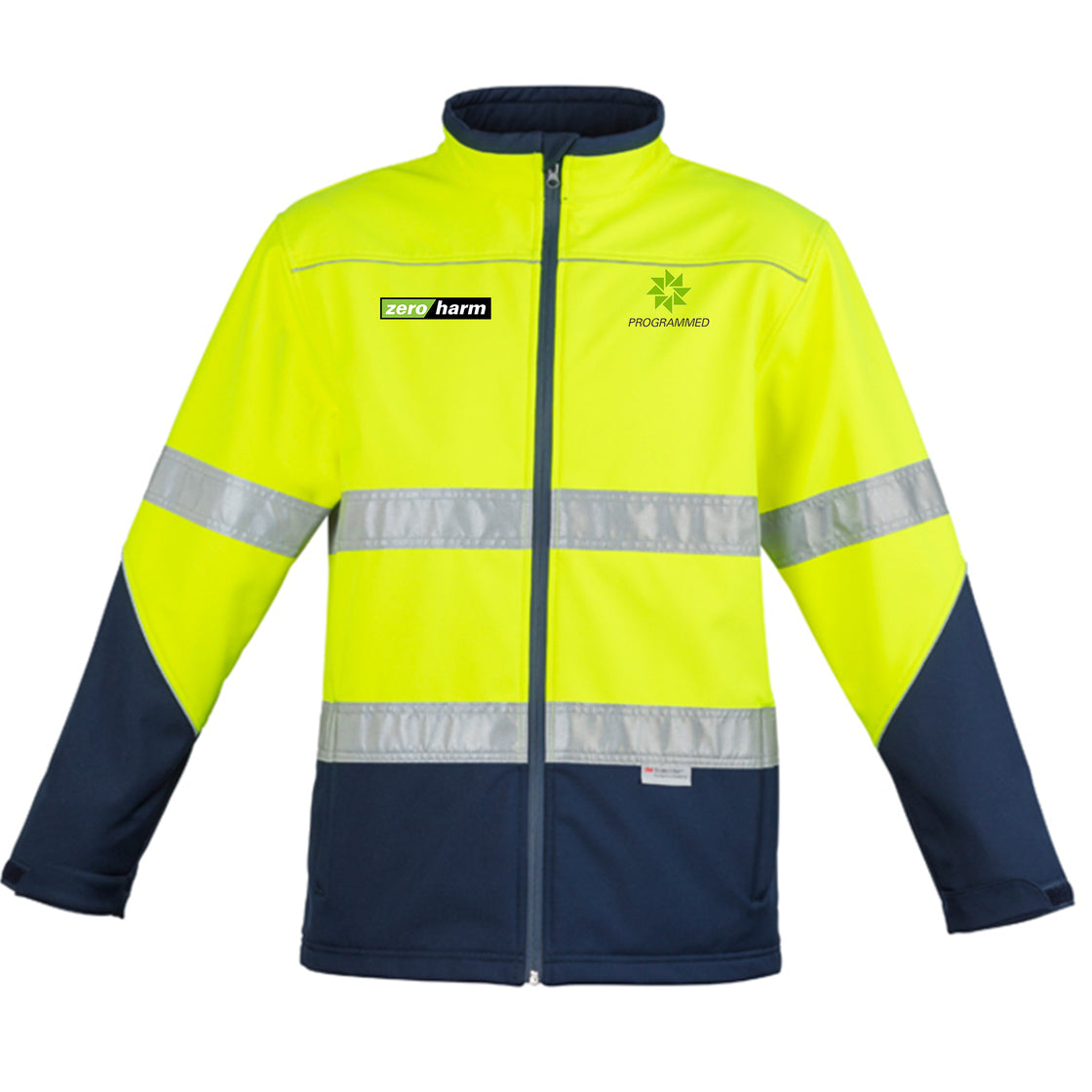 UNISEX HI VIS SOFT SHELL JACKET - YELLOW/NAVY