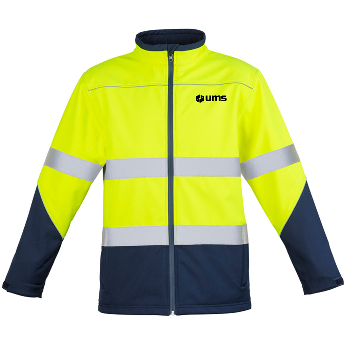 UNISEX HI VIS SOFTHSHELL JACKET - YELLOW/NAVY