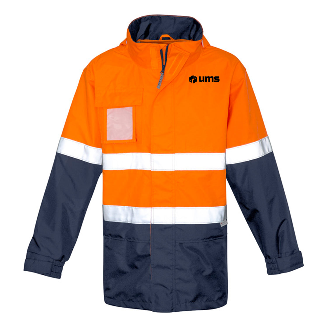 MENS HI VIS ULTRALITE WATERPROOF JACKET - ORANGE/NAVY