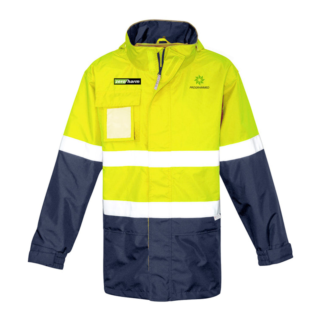 MENS HI VIS ULTRALITE WATERPROOF JACKET - YELLOW/NAVY