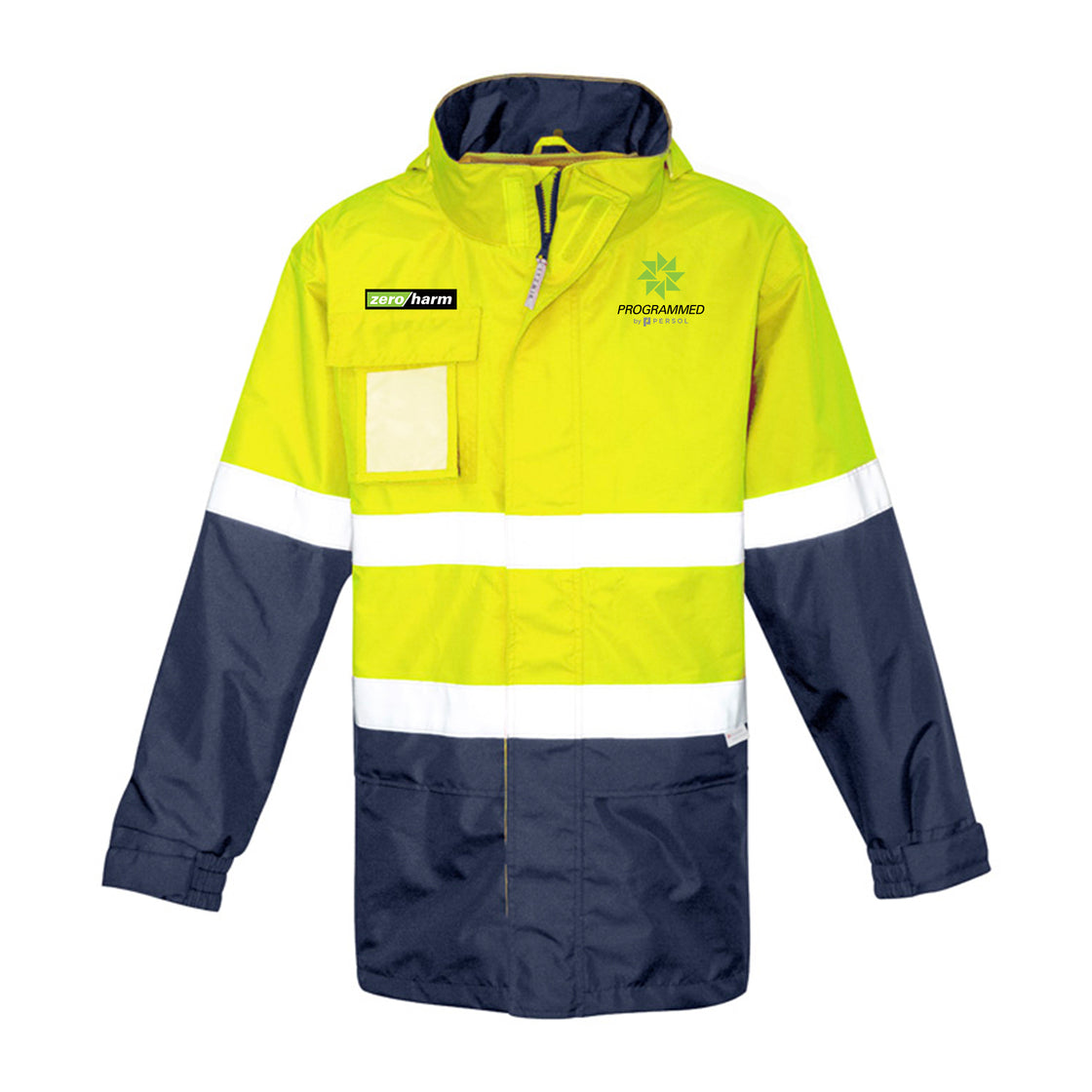 MENS HI VIS ULTRALITE WATERPROOF JACKET - YELLOW/NAVY