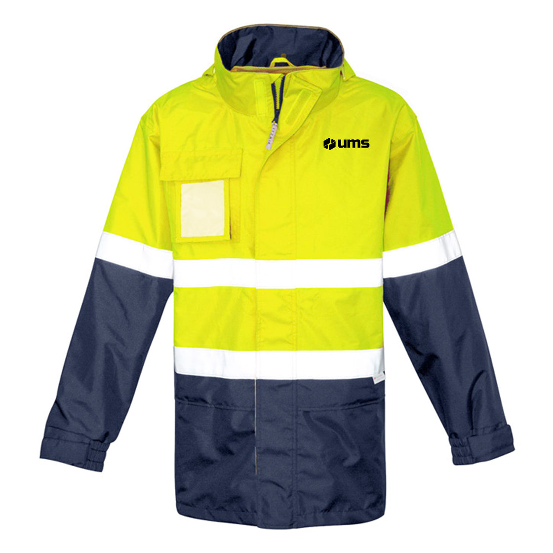 MENS HI VIS ULTRALITE WATERPROOF JACKET - YELLOW/NAVY