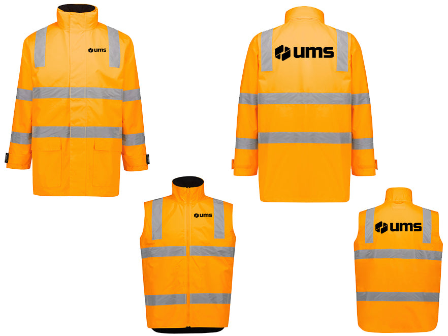 UNISEX HI VIS VIC RAIL 4 IN 1 WATERPROOF JACKET - ORANGE