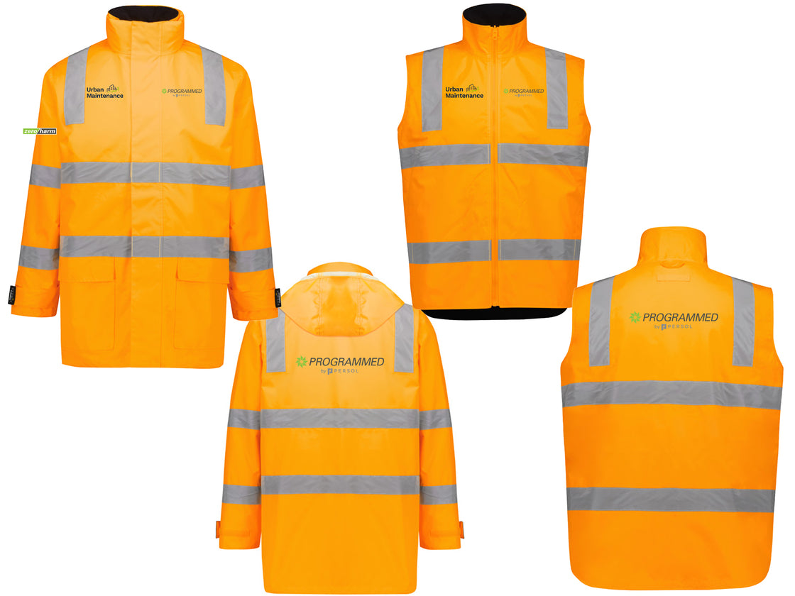 UNISEX HI VIS VIC RAIL 4 IN 1 WATERPROOF JACKET - ORANGE