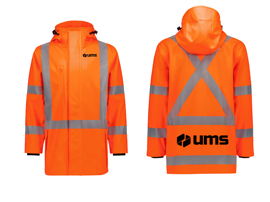 MENS HI VIS X BACK HEAVY DUTY WATERPROOF JACKET - ORANGE