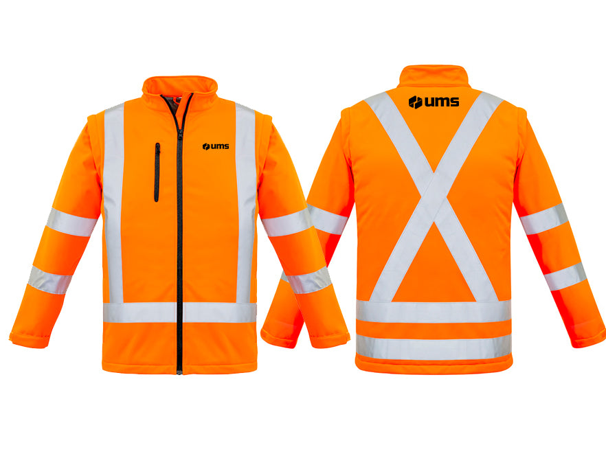 UNISEX HI VIS X BACK 2 IN 1 SOFTSHELL JACKET - ORANGE