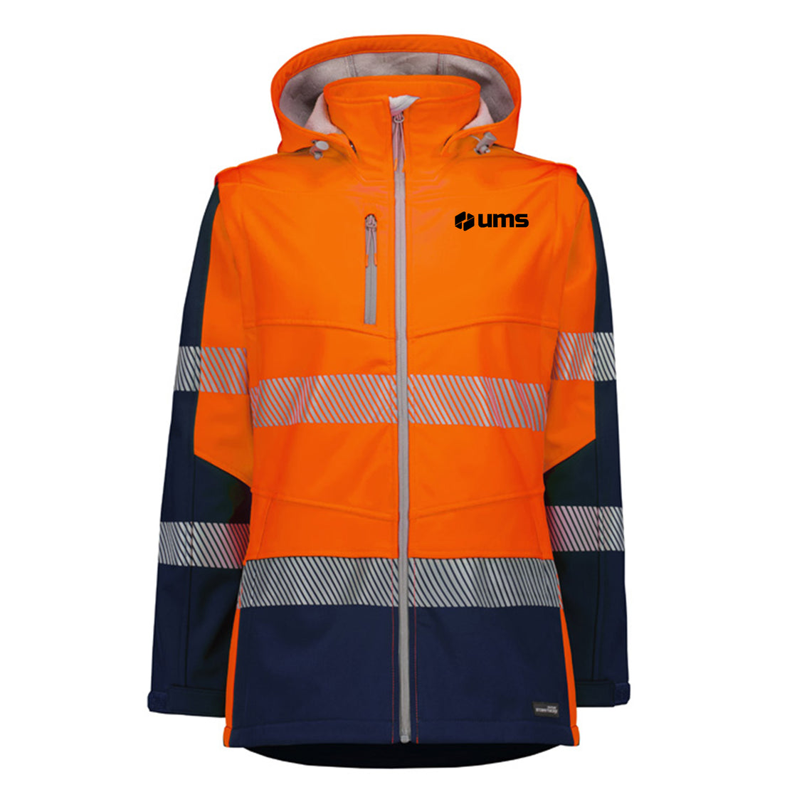 WOMENS STREETWORX 2 IN 1 STRETCH SOFTSHELL JACKET - ORANGE/NAVY