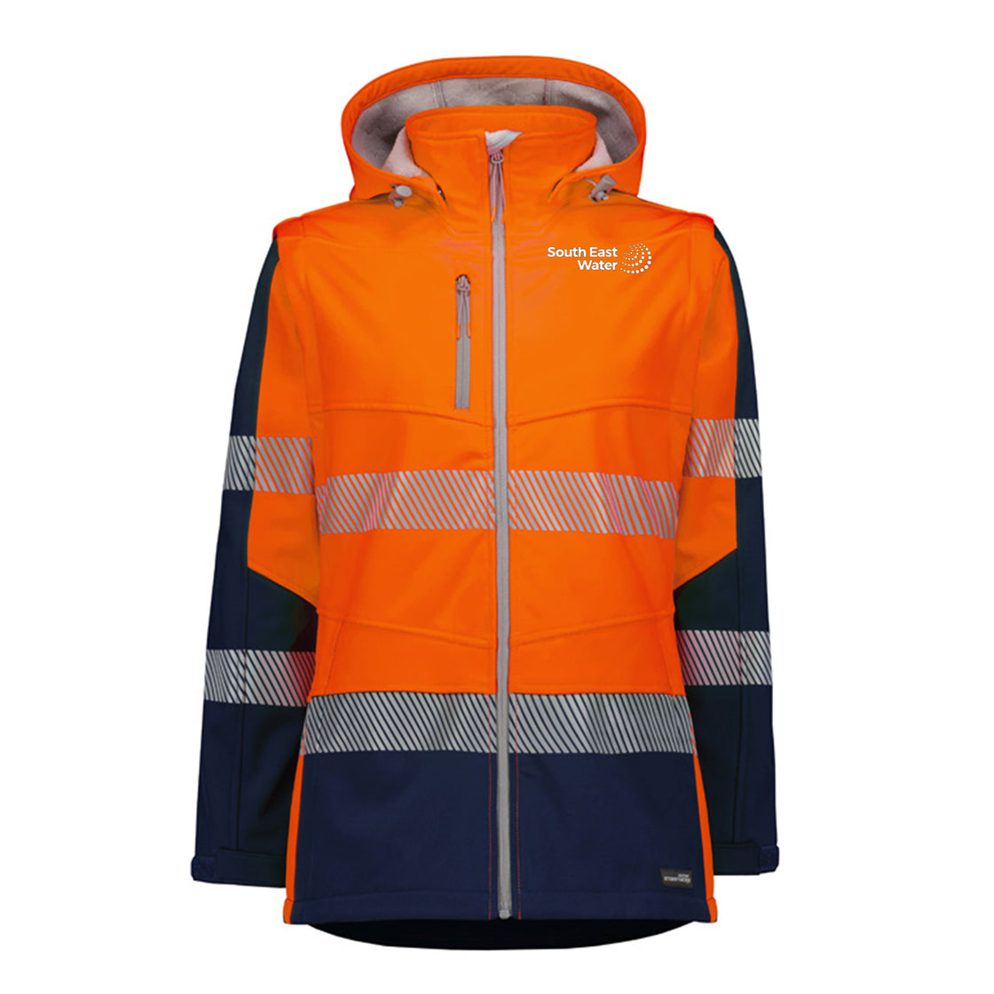 WOMENS STREETWORX 2 IN 1 STRETCH SOFTSHELL JACKET - ORANGE/NAVY