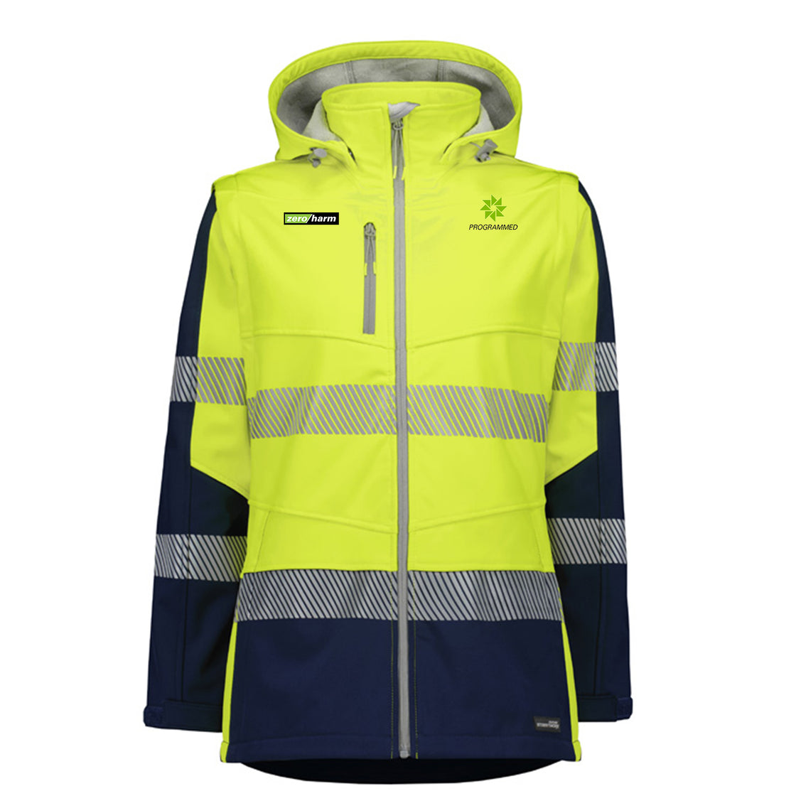 WOMENS STREETWORX 2 IN 1 STRETCH SOFTSHELL JACKET - YELLOW/NAVY