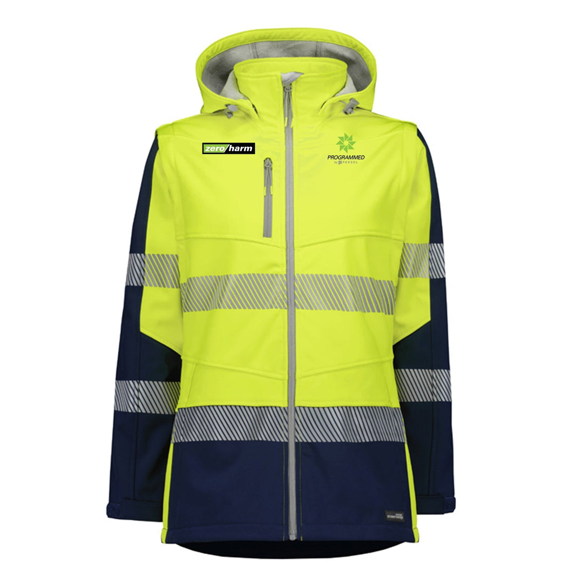 WOMENS STREETWORX 2 IN 1 STRETCH SOFTSHELL JACKET - YELLOW/NAVY