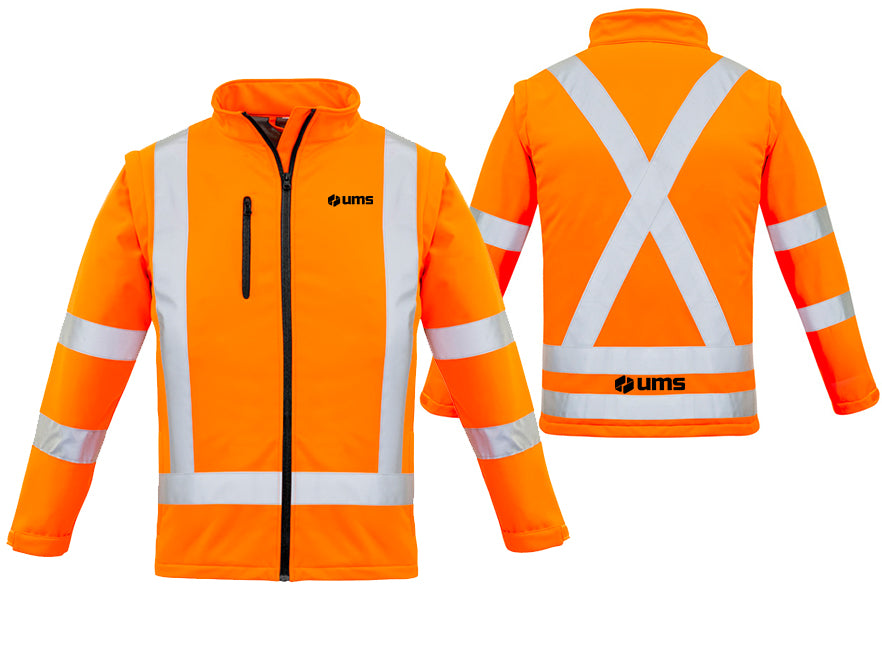 WOMENS HI VIS NSW RAIL X BACK 2 IN 1 SOFTSHELL JACKET - ORANGE