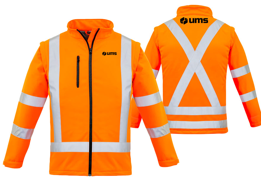 WOMENS HI VIS NSW RAIL X BACK 2 IN 1 SOFTSHELL JACKET - ORANGE