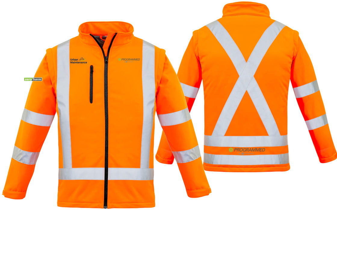 WOMENS HI VIS NSW RAIL X BACK 2 IN 1 SOFTSHELL JACKET - ORANGE