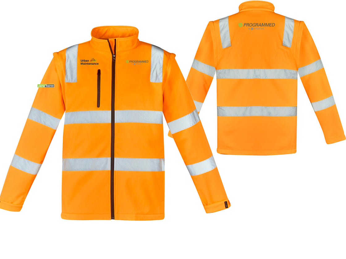 UNISEX HI VIS VIC RAIL 2 IN 1 SOFTSHELL JACKET - ORANGE