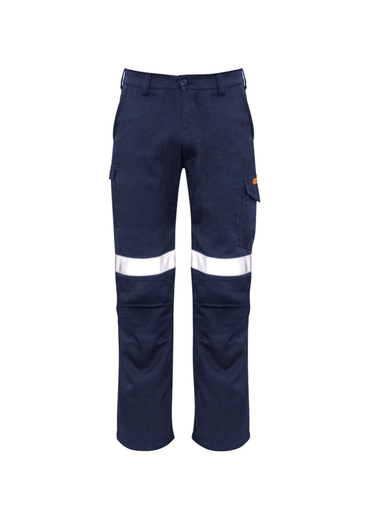 MENS ORANGE FLAME TAPED CARGO PANT - STOUT - NAVY