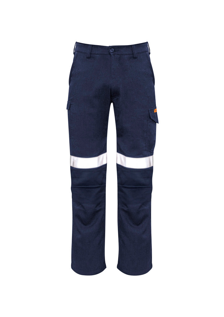 MENS ORANGE FLAME TAPED CARGO PANT (STOUT) - NAVY