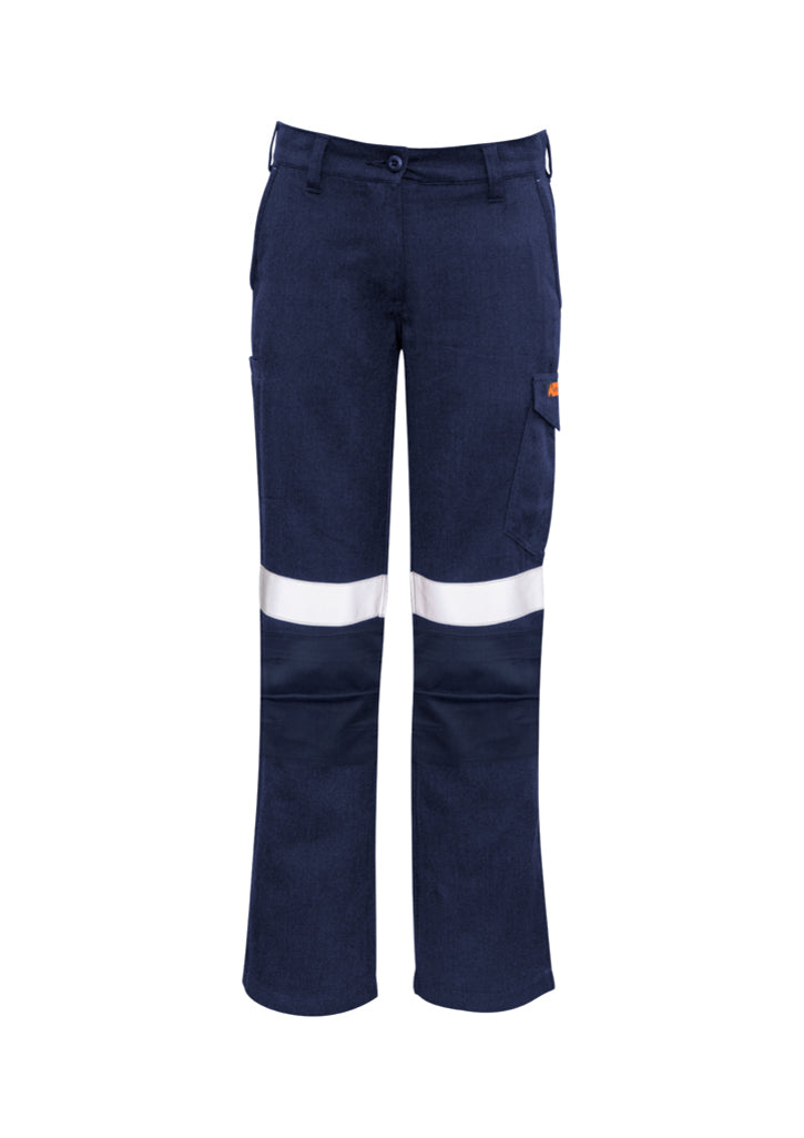 WOMENS ORANGE FLAME TAPED CARGO PANT - NAVY