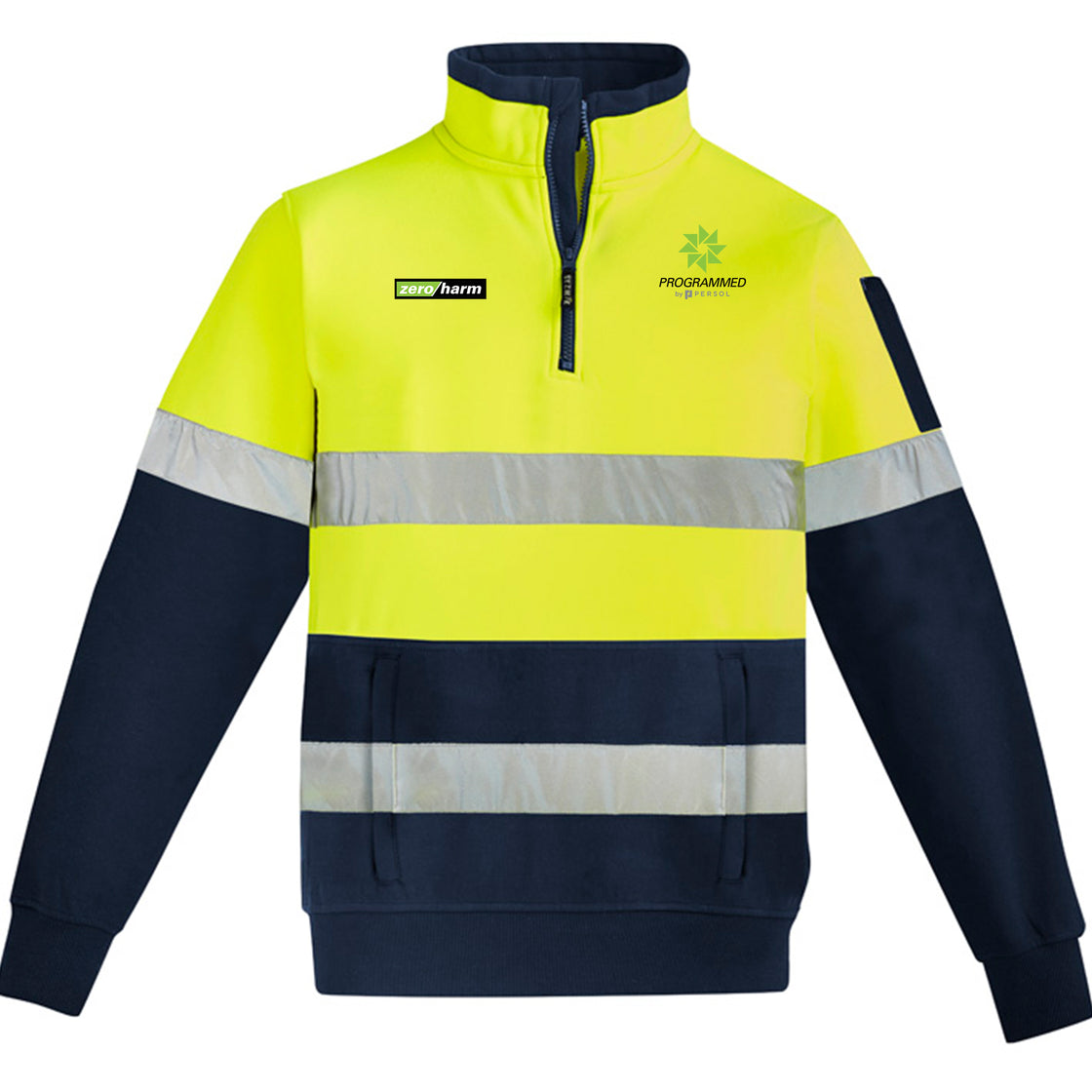 MENS HI VIS 1/4 ZIP PULLOVER - YELLOW/NAVY