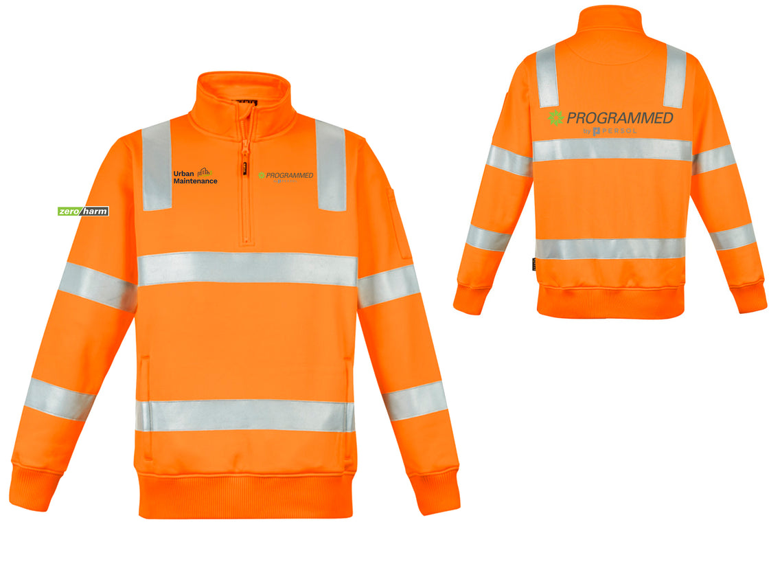 UNISEX HI VIS VIC RAIL 1/4 ZIP PULLOVER - ORANGE