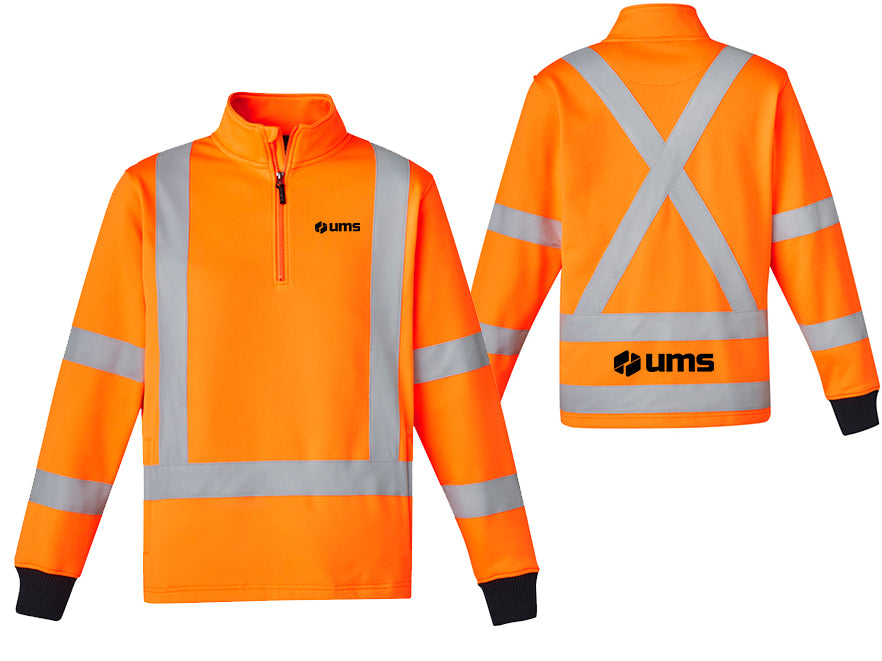 UNISEX HI VIS X BACK RAIL JUMPER - ORANGE/NAVY