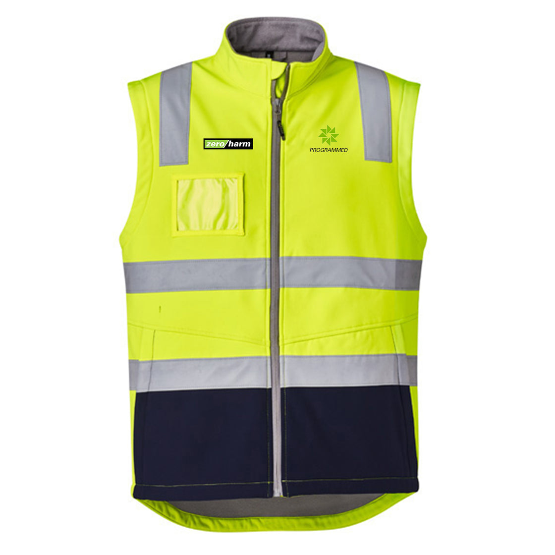 UNISEX HI VIS SOFT SHELL JACKET - YELLOW/NAVY