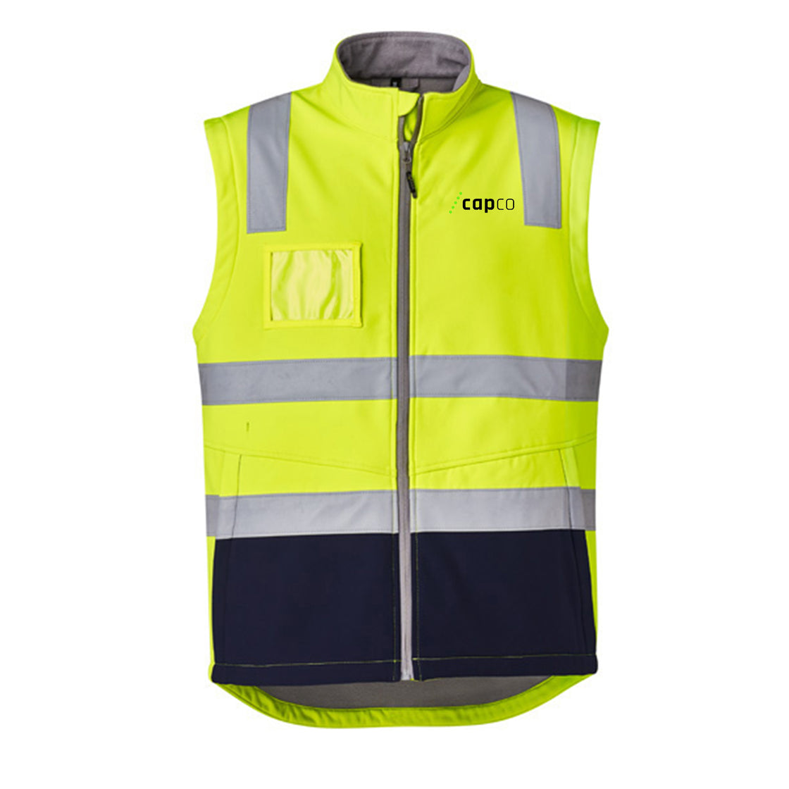 UNISEX HI VIS SOFT SHELL JACKET - YELLOW/NAVY