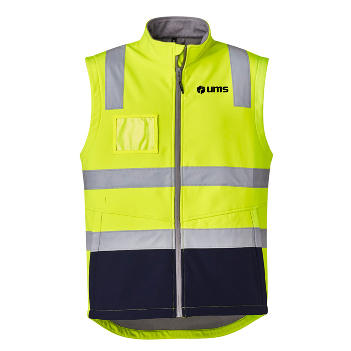 UNISEX HI VIS SOFTSHELL VEST - YELLOW/NAVY