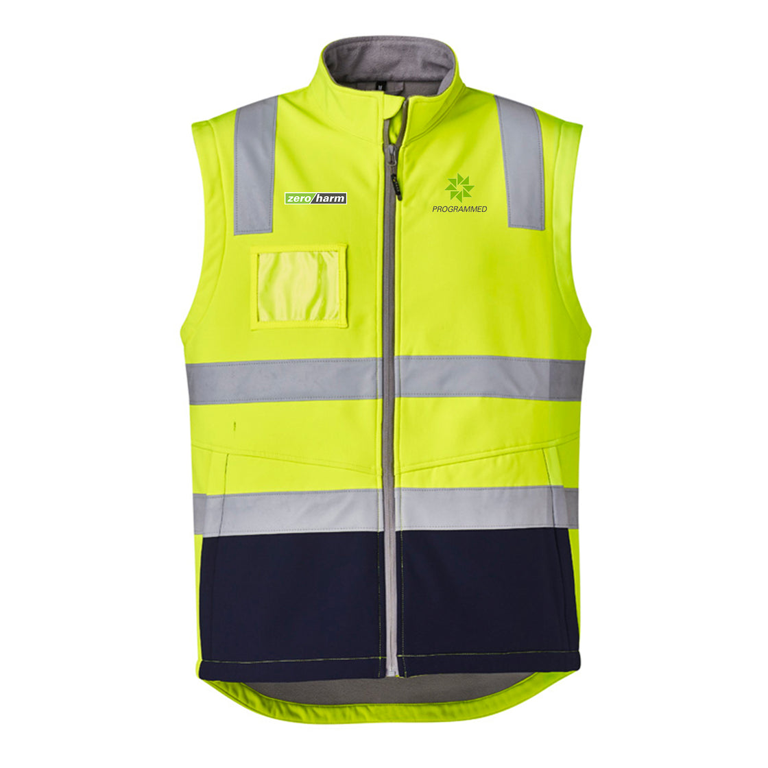 UNISEX HI VIS SOFTSHELL VEST - YELLOW/NAVY