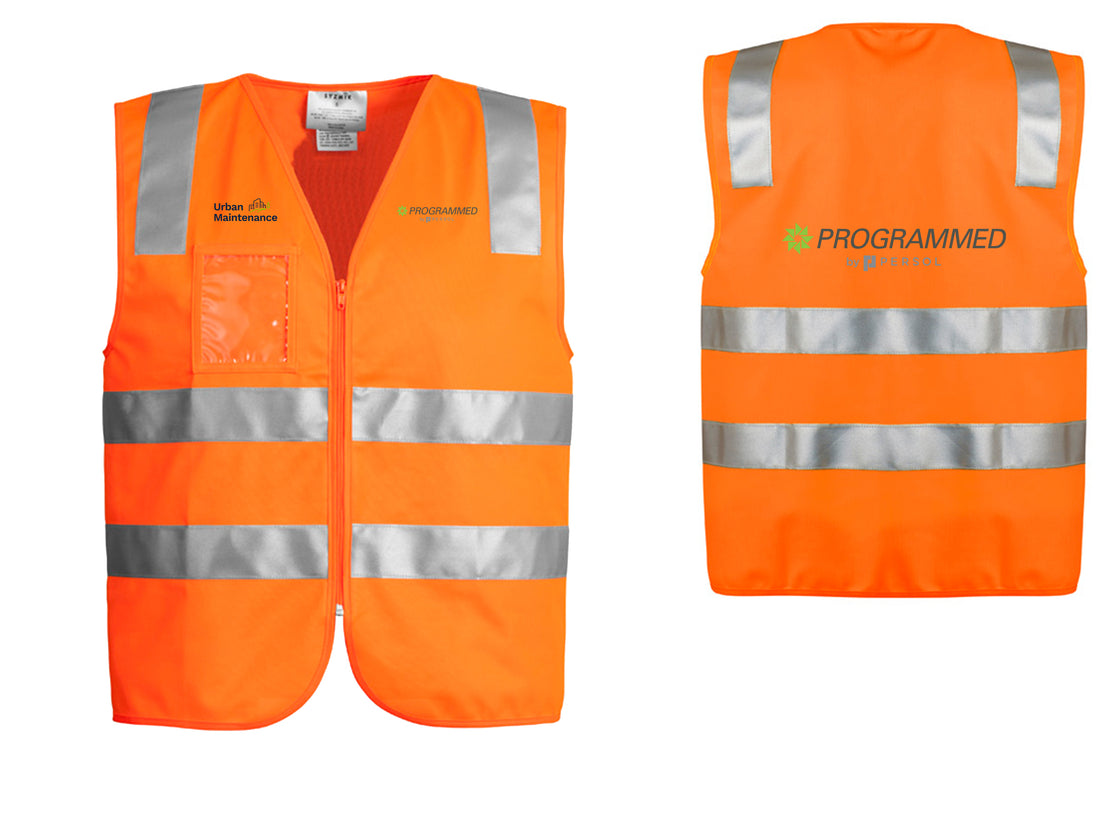 UNISEX HI VIS ZIP VEST - ORANGE