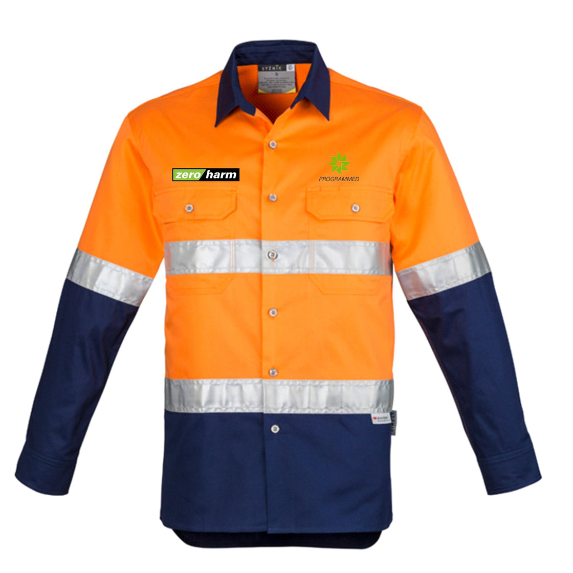 MENS HI VIS SPLICED HOOP TAPED SHIRT - ORANGE/NAVY