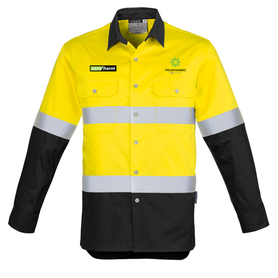 MENS HI VIS SPLICED HOOP TAPED SHIRT - YELLOW/BLACK