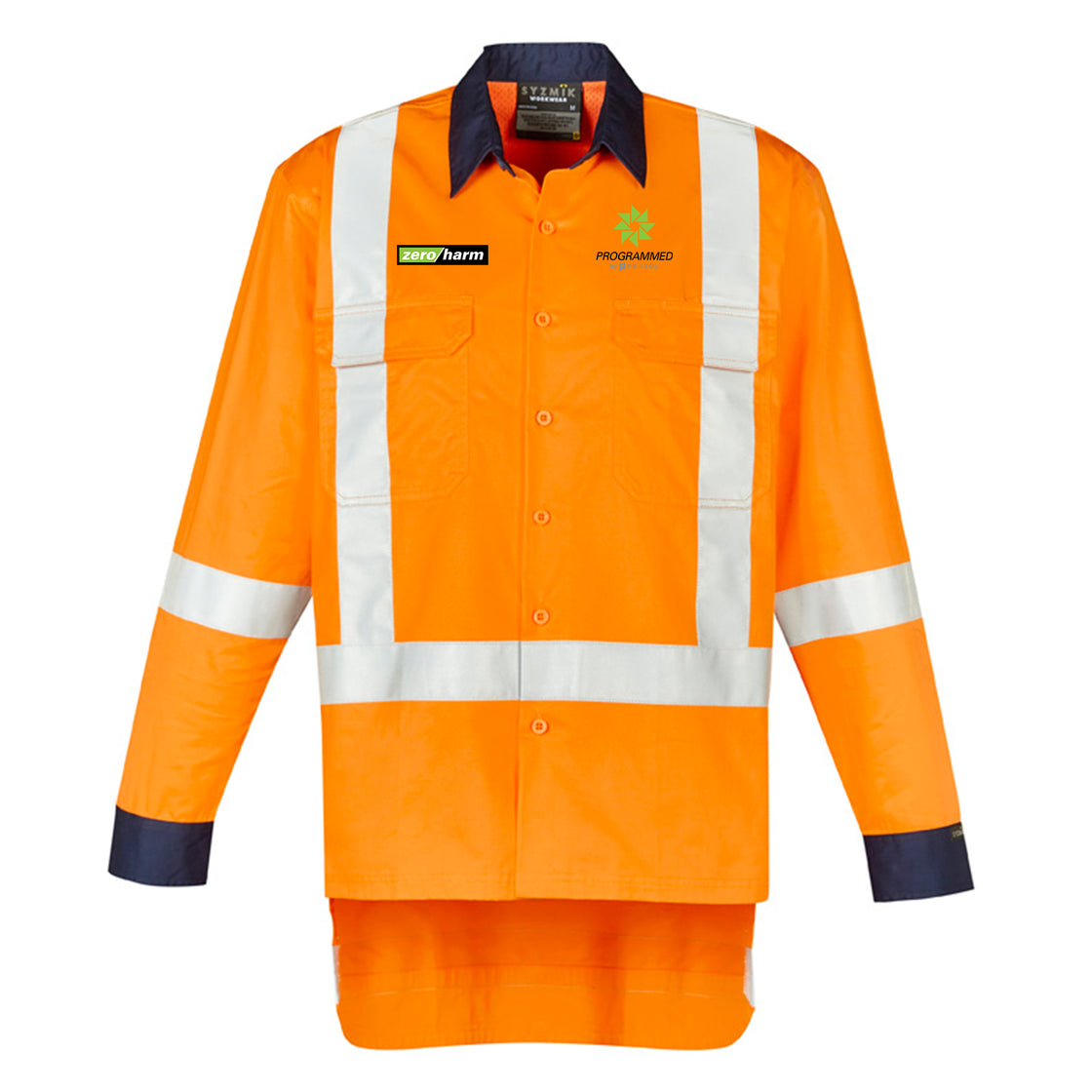 MENS TTMC-W23 X BACK WORK SHIRT - ORANGE/NAVY