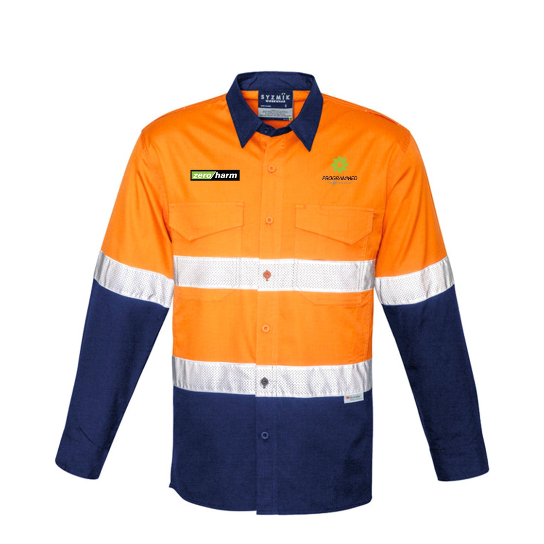 MENS RUGGED COOLING HI VIS SHIRT - ORANGE/NAVY