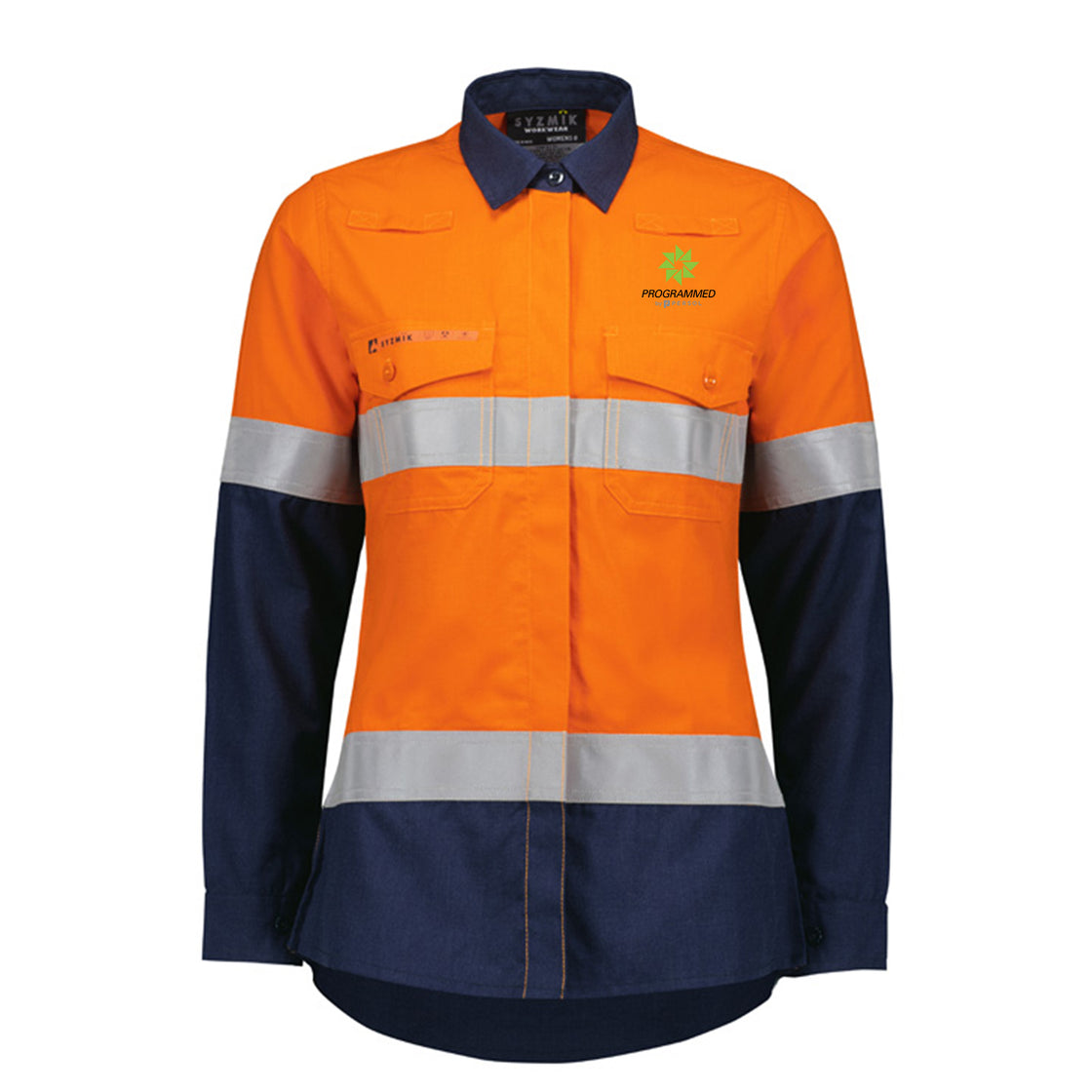 WOMENS ORANGE FLAME LIGHTWEIGHT RIPSTOP TAPED SHIRT - ORANGE/NAVY