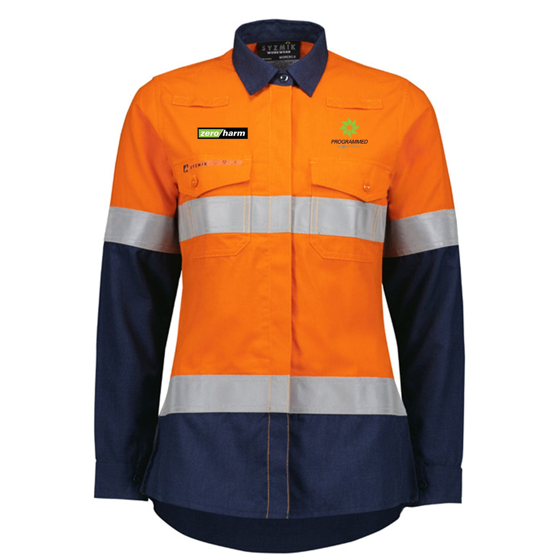 WOMENS ORANGE FLAME LIGHTWEIGHT RIPSTOP TAPED SHIRT - ORANGE/NAVY